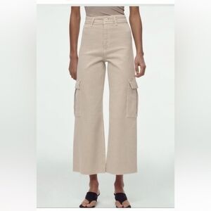 Zara The Marine Beige Wide-Leg Cargo Pants Womens Size US 6